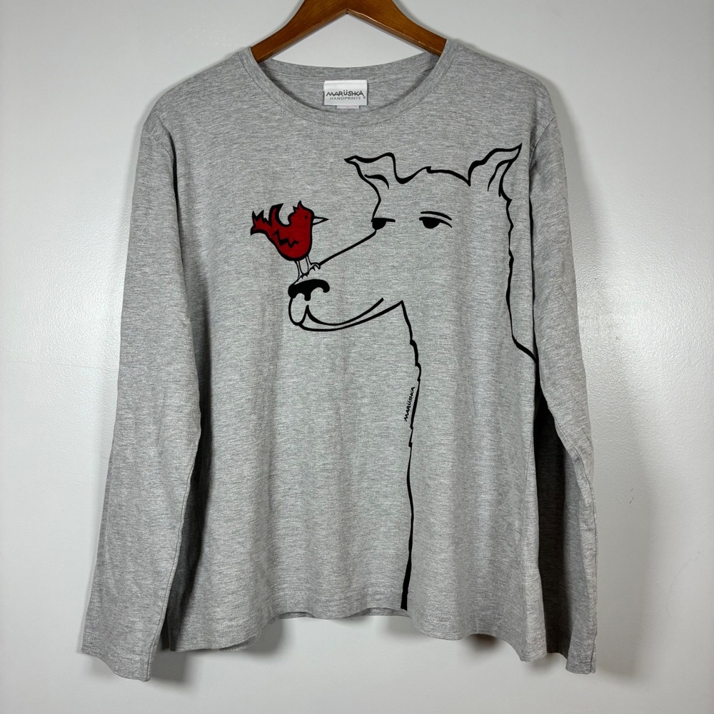 Marushka Handprints Tee XL Dog Lover Bird Graphic Artistic Indie Casual